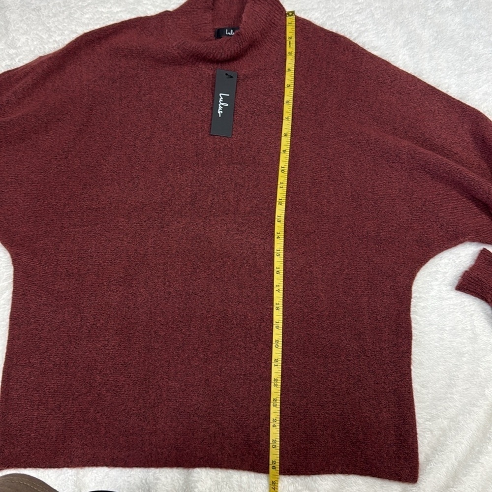 Lulu's Deep Red Turtleneck fall oversized Sweater - Picture 5 of 8